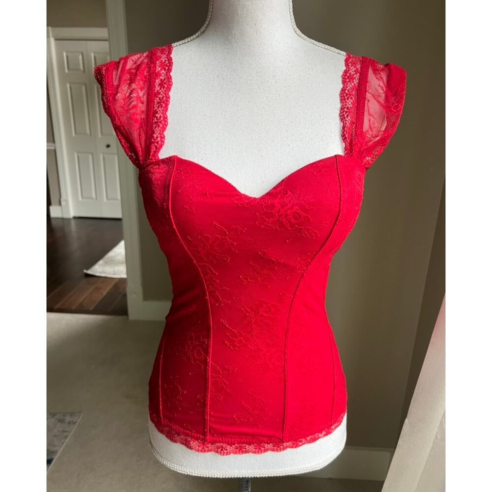 Red lace camisole top size M